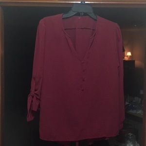 Womens burgundy sheer blouse size Medium